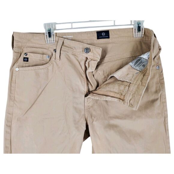Adriano Goldschmied AG Pants Everett Slim Straight Mens 33x29.5 Beige Khaki - Picture 8 of 14
